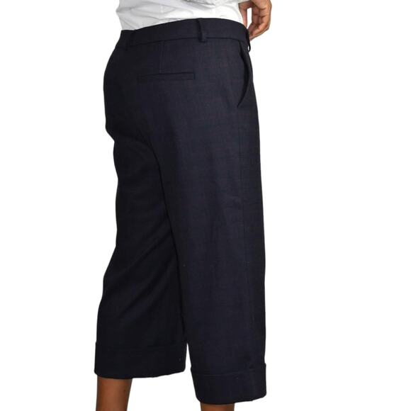 Cop Copine Ouaf Pant Blue Cropped Trouser Check Plaid Cuffed Wide Leg Size 40 10 - Picture 9 of 15